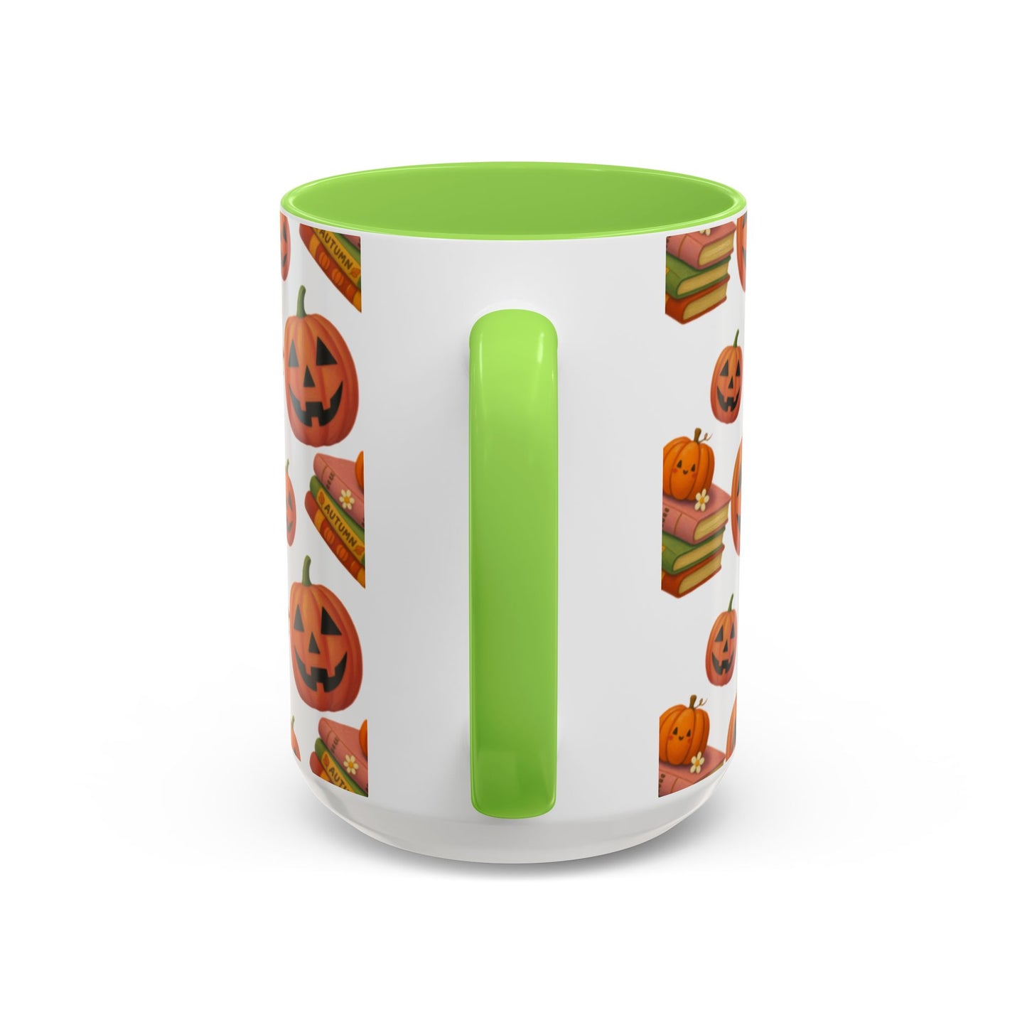 Books and pumpkin mug