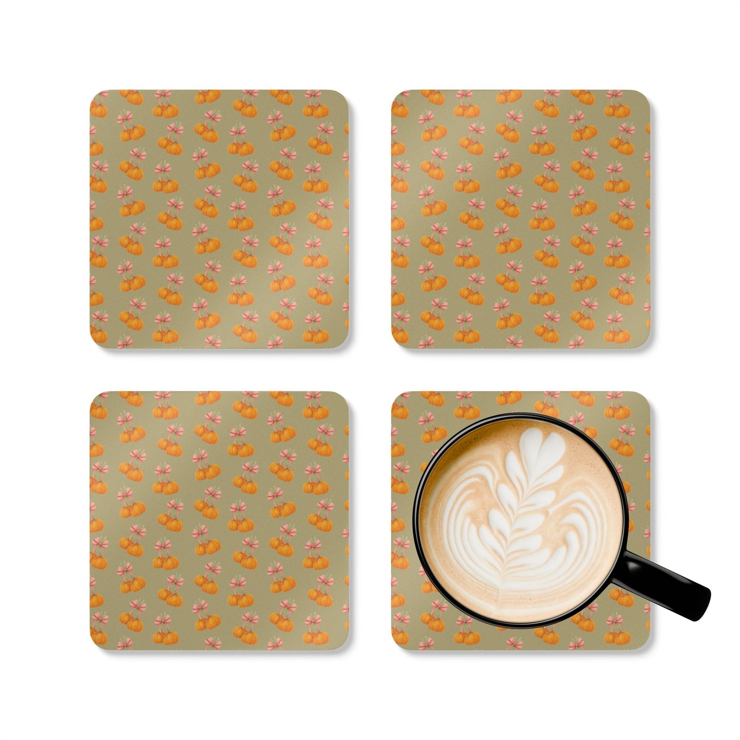 Pumpkin and bows date Coasters (2)