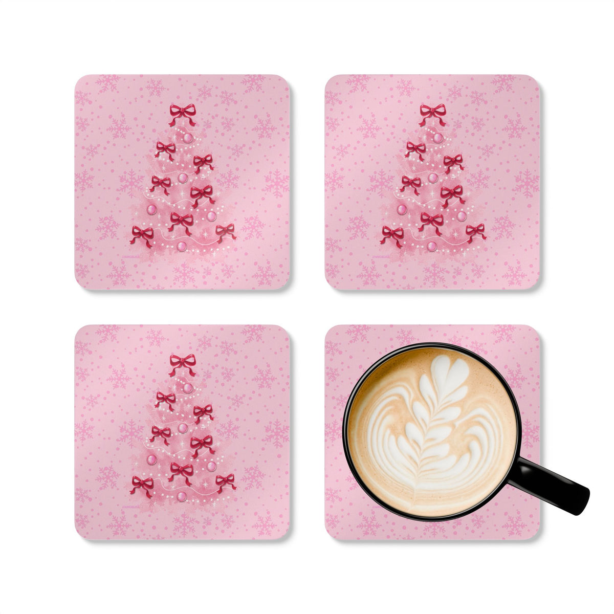 Pink Christmas Coasters (2)