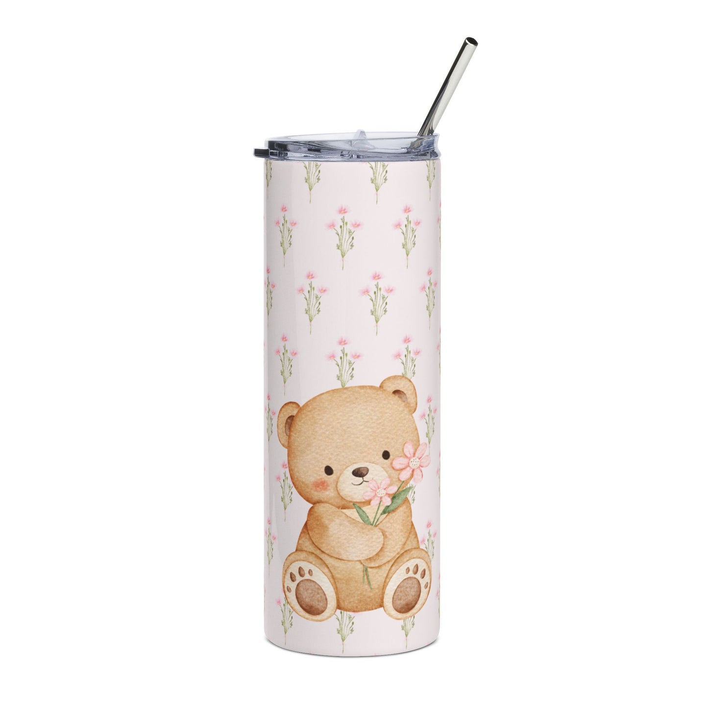 Bear and flowers+ free straw topper