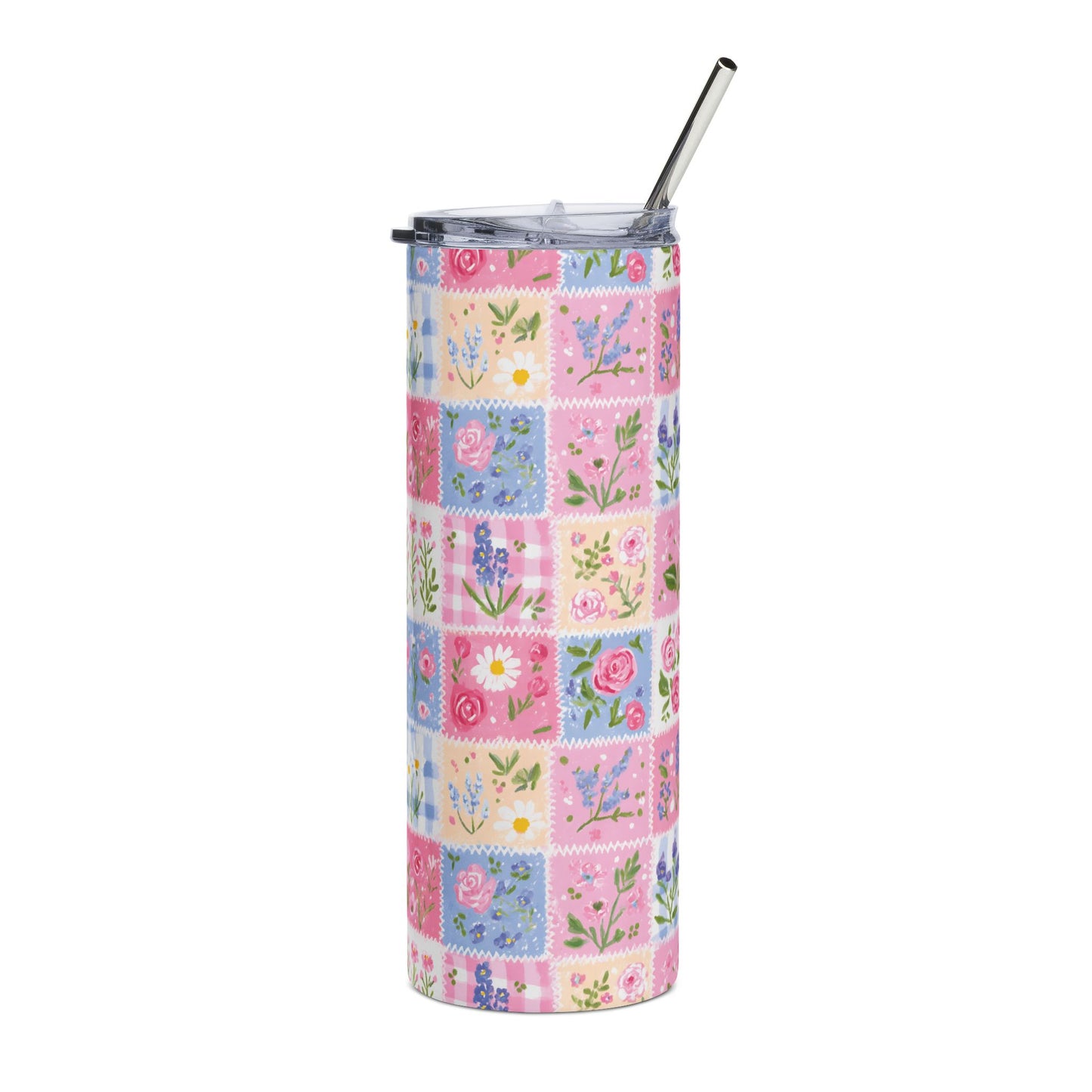Floral tumbler + free straw topper