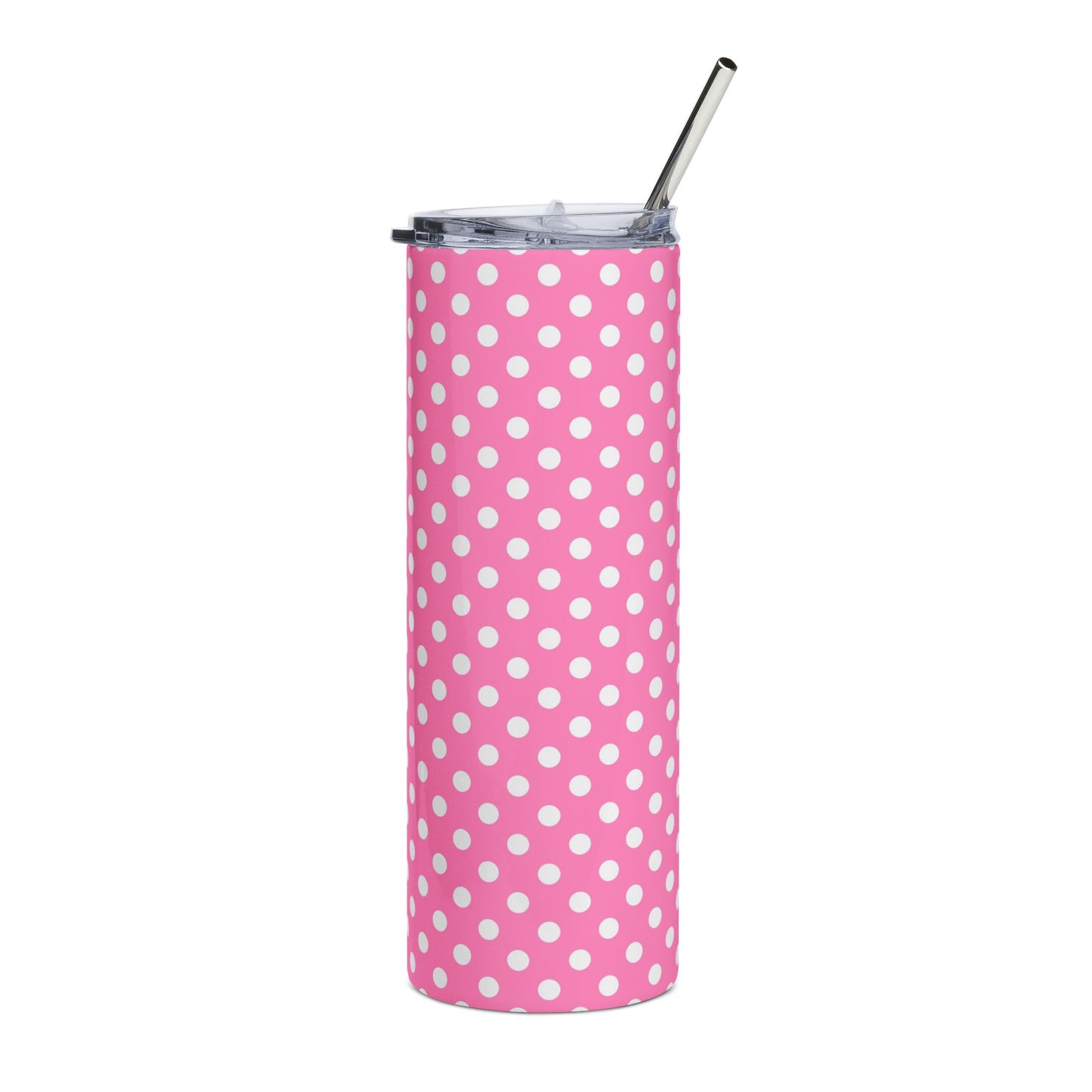 Pink dots tumbler + free straw topper