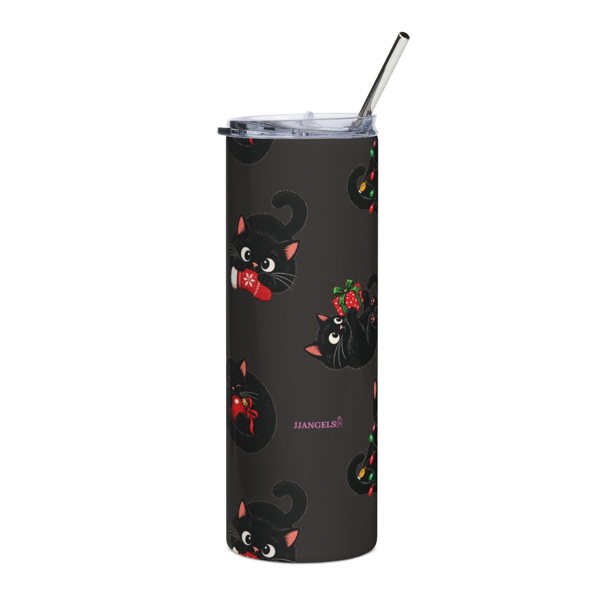 Christmas cats + free straw topper