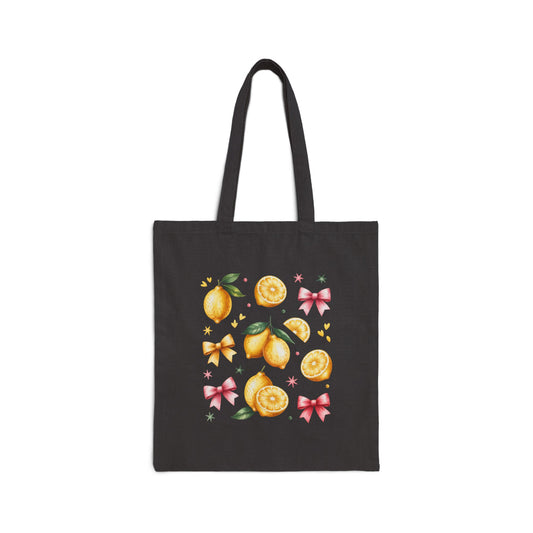 Bows and lemon Cotton Tote Bag
