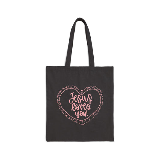 Jesus loves you in pink Cotton Tote Bag