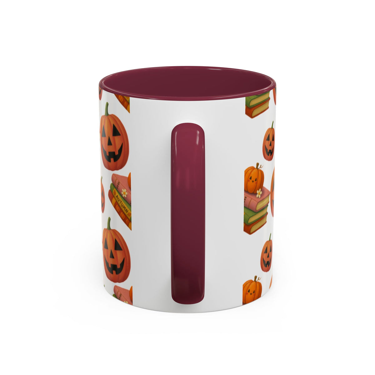 Books and pumpkin mug