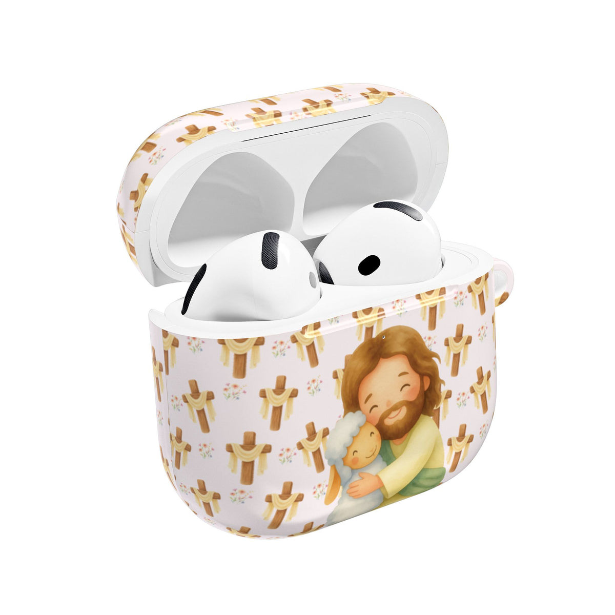 Jesus hugs AirPods case