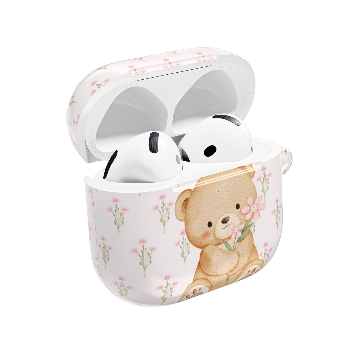 Bear and Flowers AirPods case