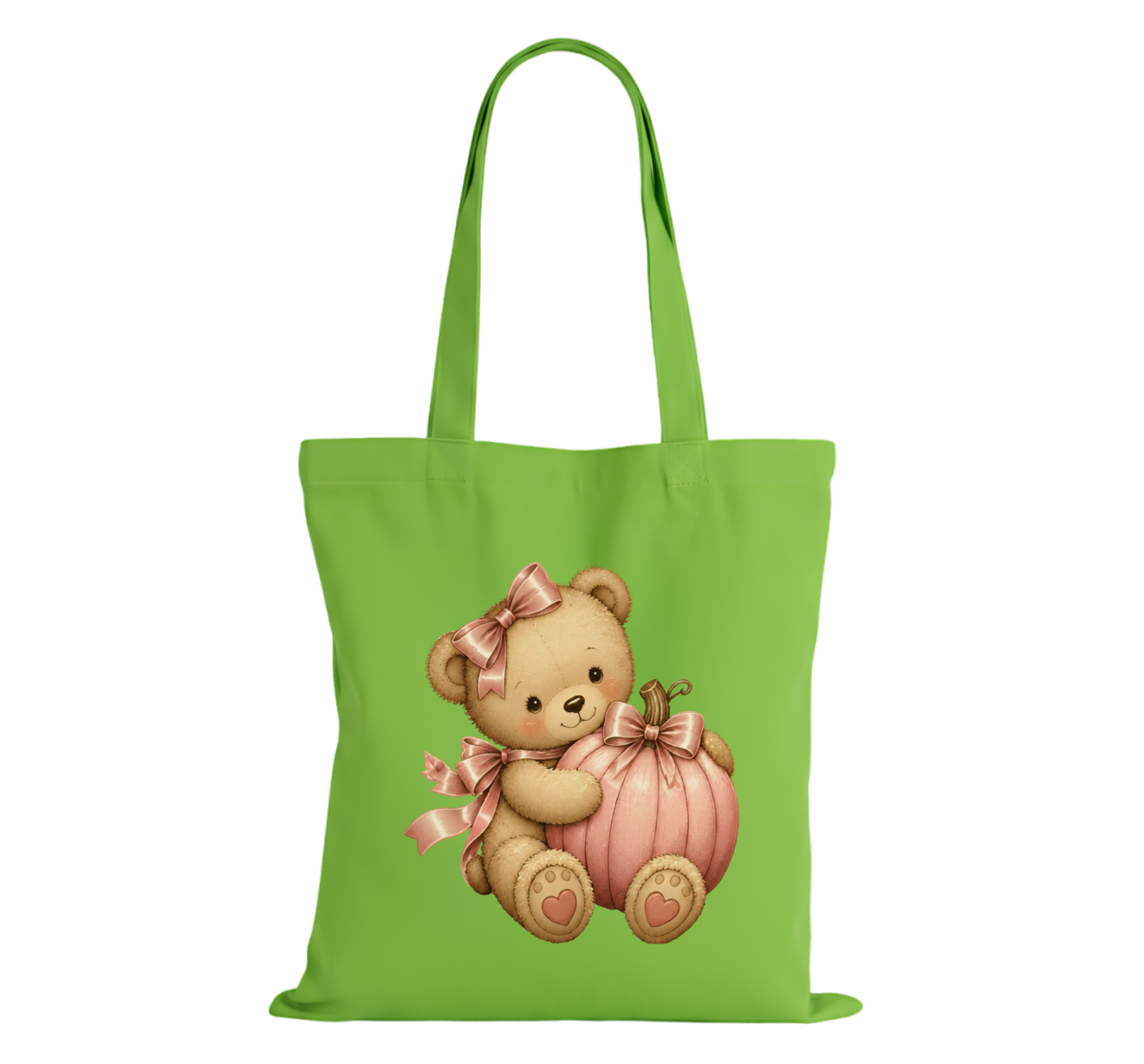 Pink Teddy Pumpkin Cotton Tote Bag