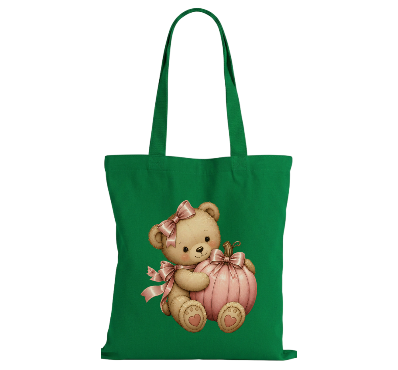 Pink Teddy Pumpkin Cotton Tote Bag