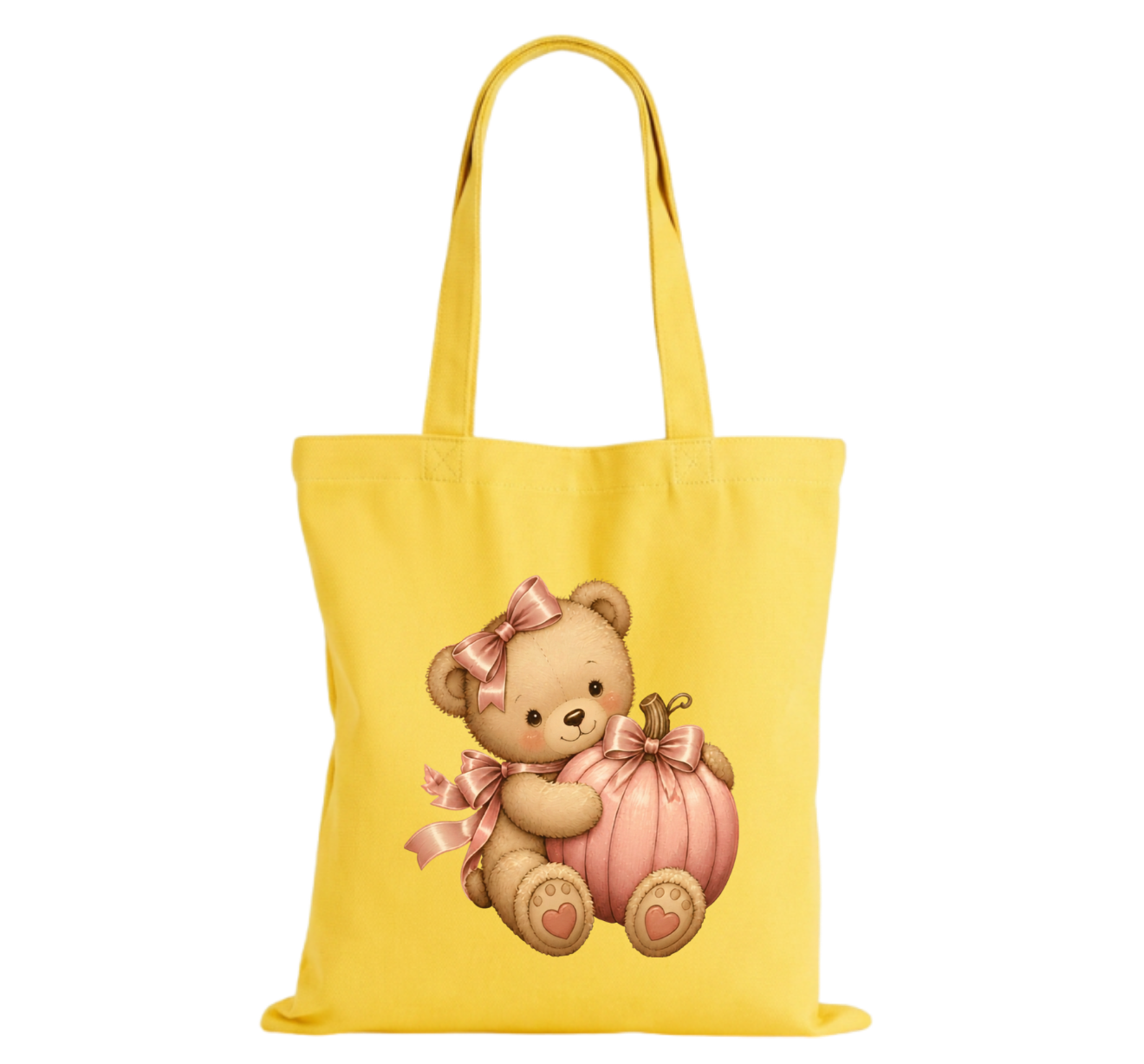 Pink Teddy Pumpkin Cotton Tote Bag