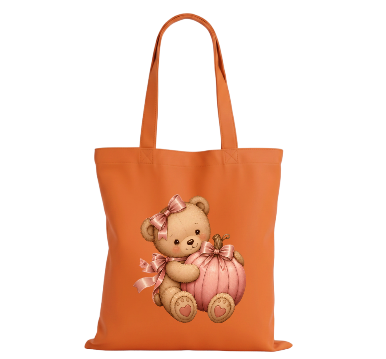 Pink Teddy Pumpkin Cotton Tote Bag