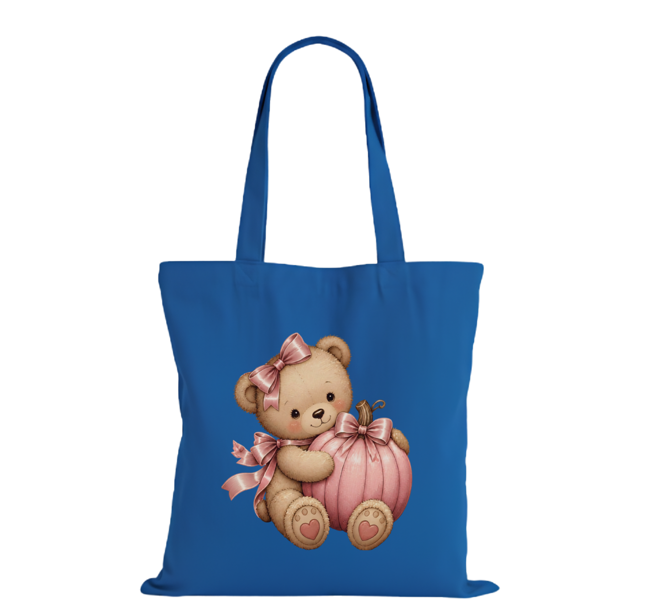 Pink Teddy Pumpkin Cotton Tote Bag