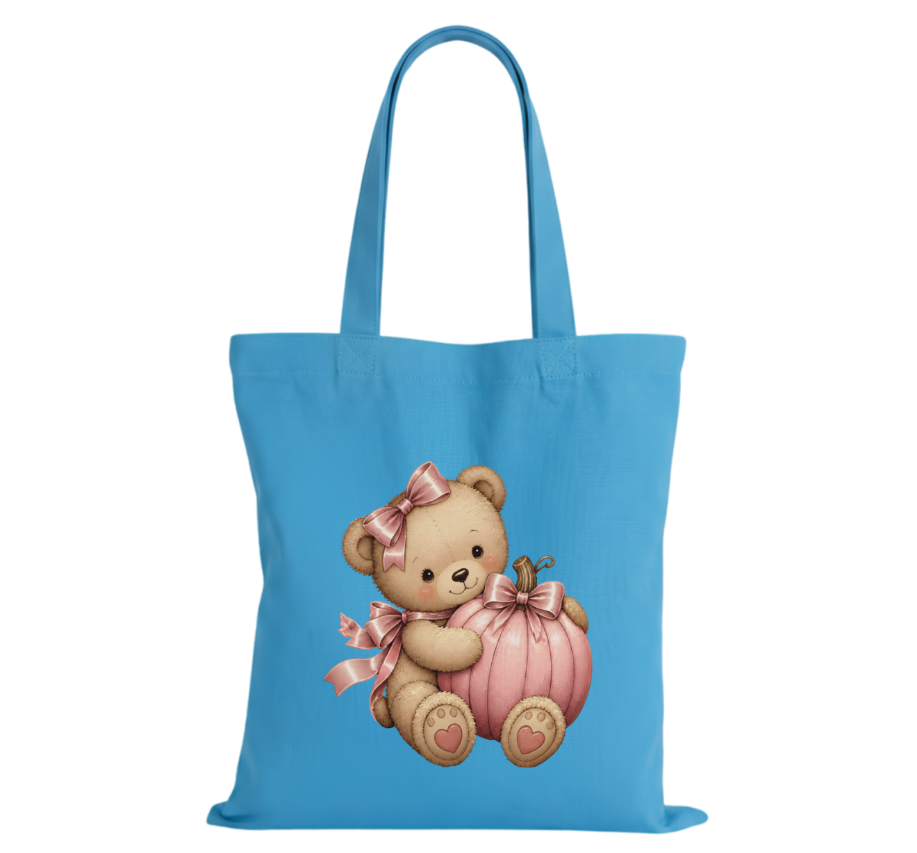 Pink Teddy Pumpkin Cotton Tote Bag