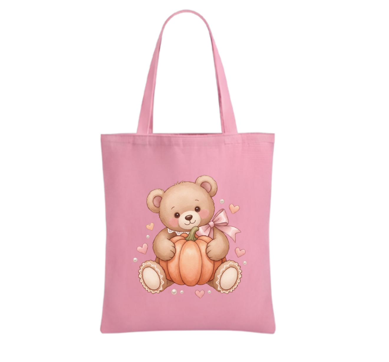 Teddy Pumpkin Cotton Tote Bag