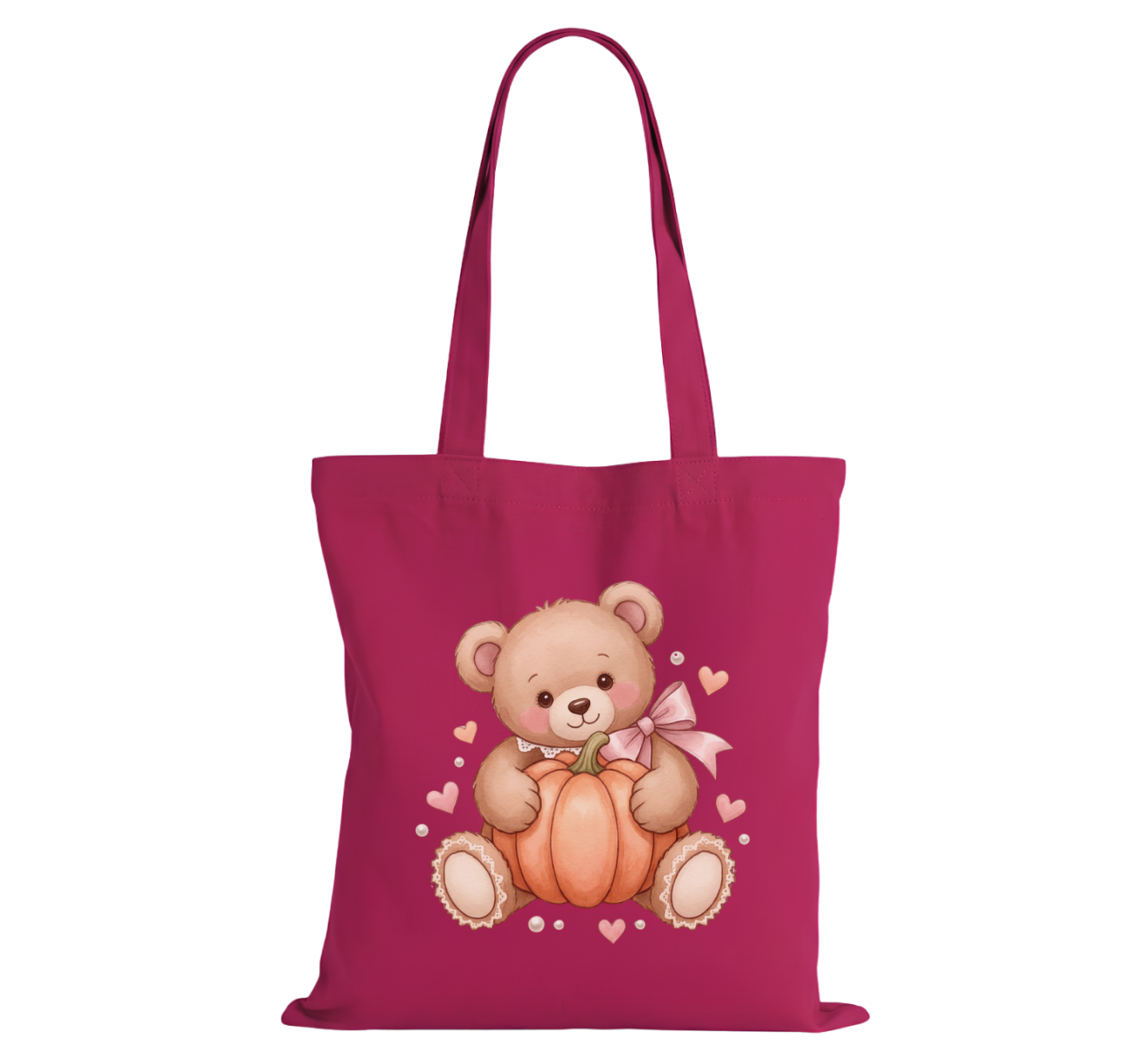 Teddy Pumpkin Cotton Tote Bag