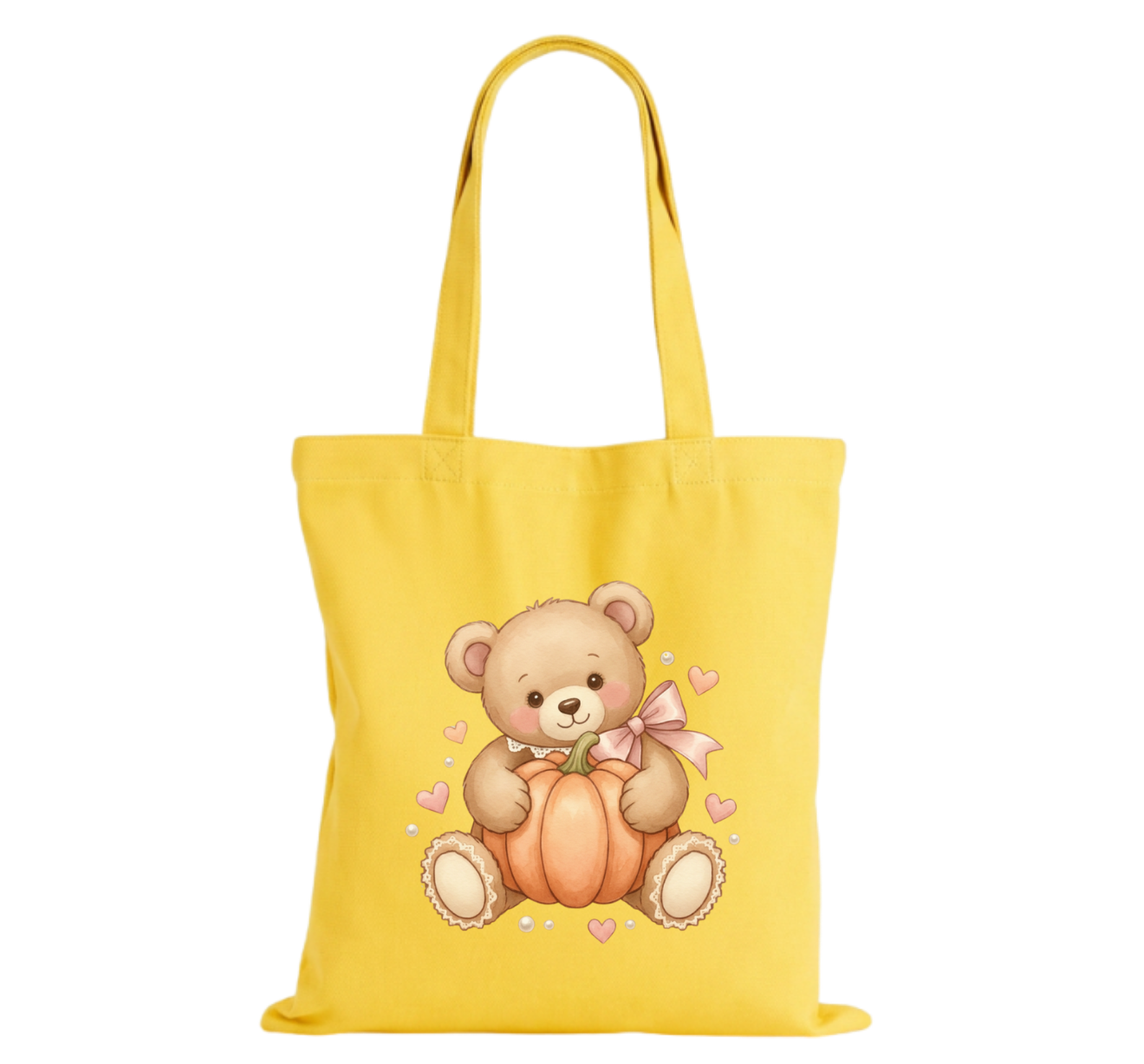 Teddy Pumpkin Cotton Tote Bag