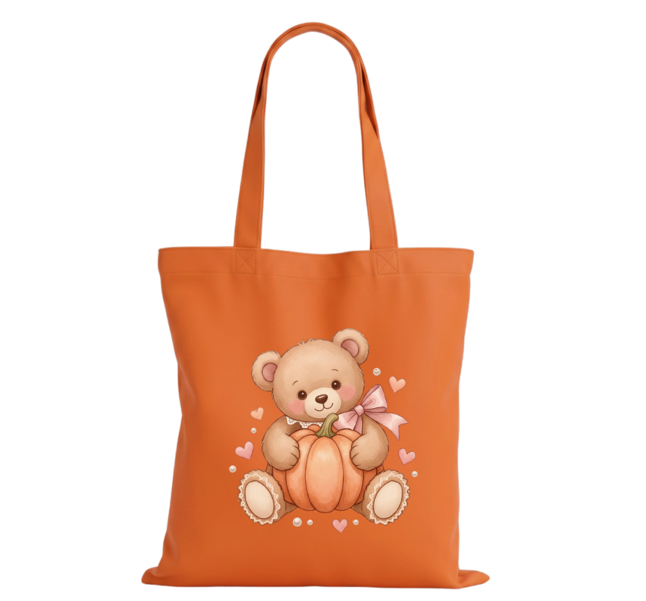 Teddy Pumpkin Cotton Tote Bag