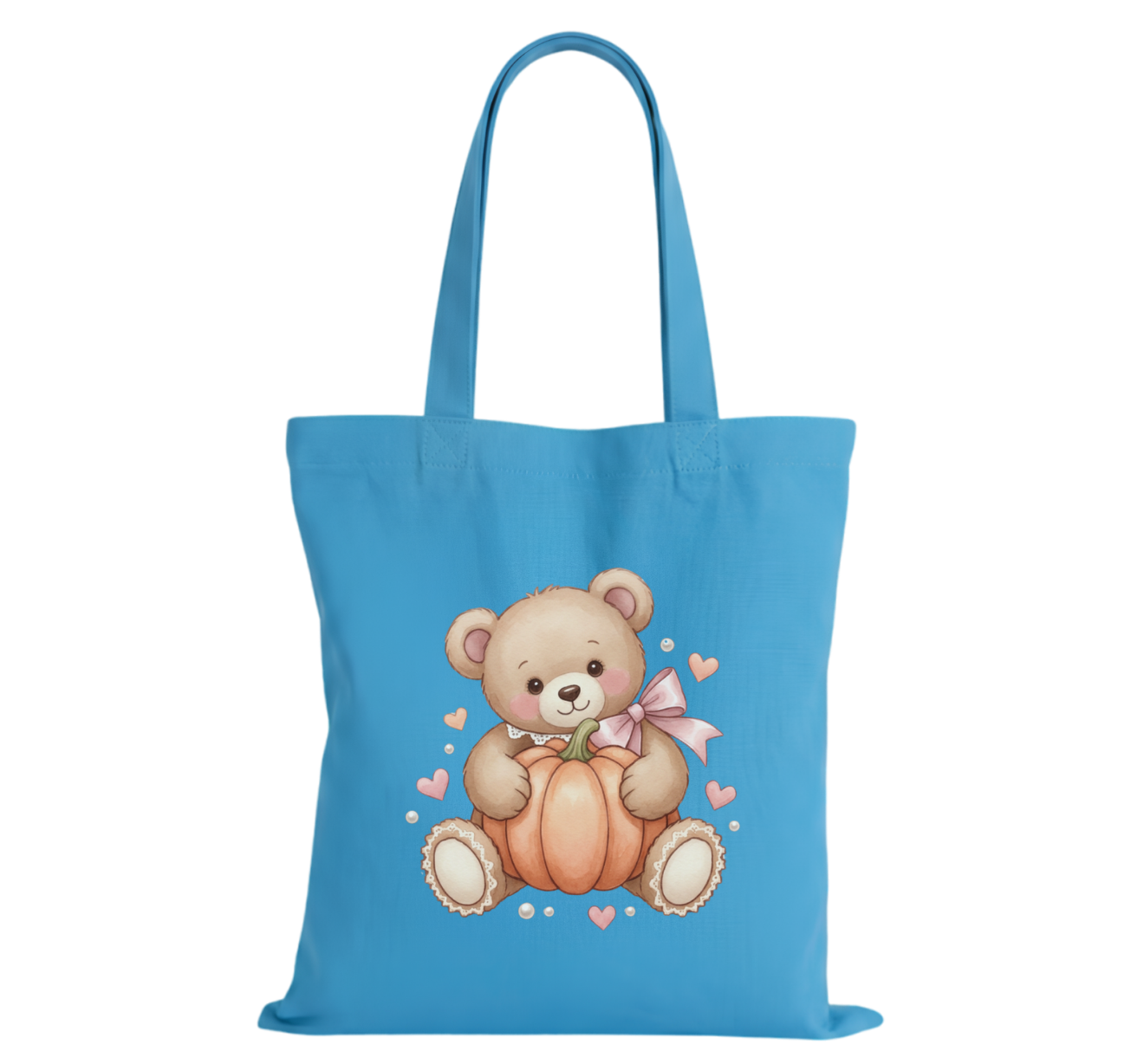 Teddy Pumpkin Cotton Tote Bag