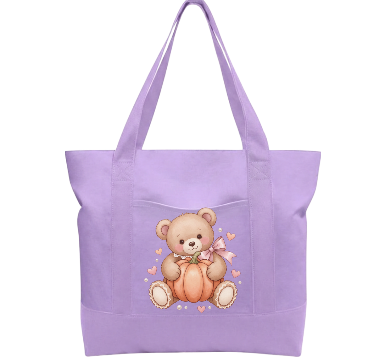 Teddy Pumpkin Cotton Tote Bag