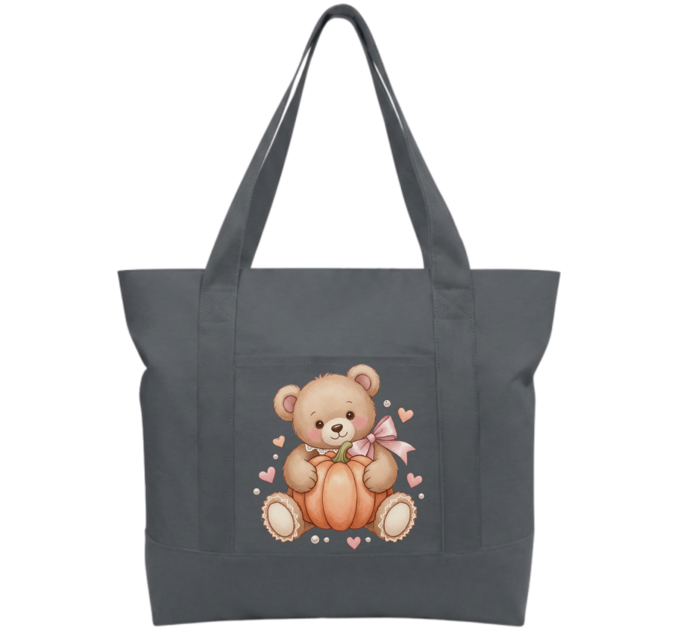 Teddy Pumpkin Cotton Tote Bag