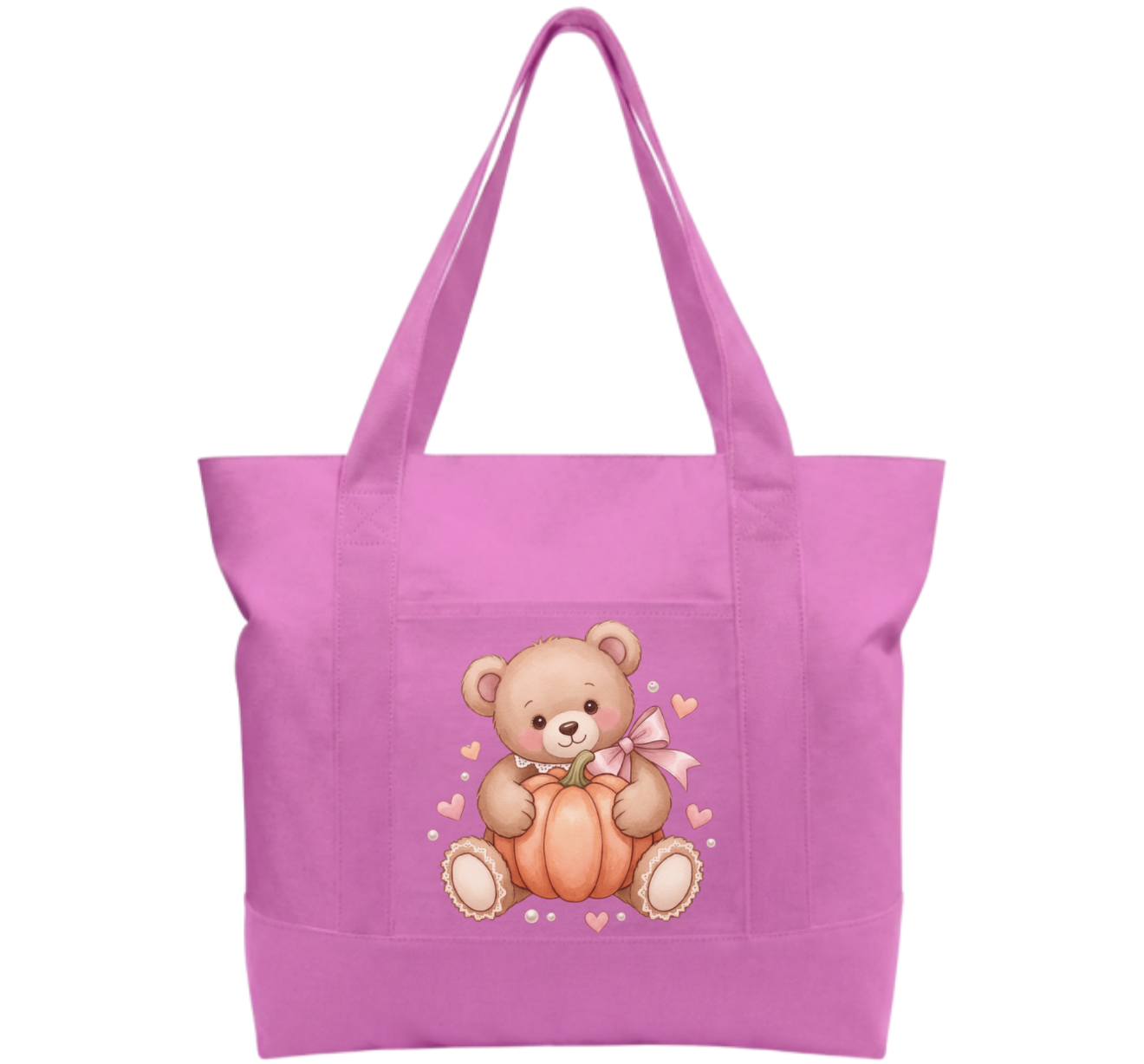 Teddy Pumpkin Cotton Tote Bag