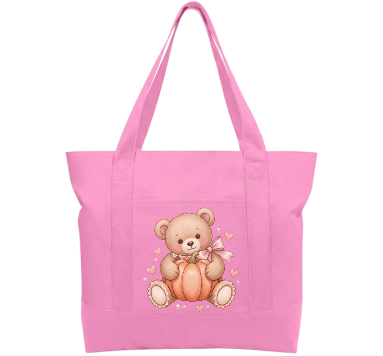 Teddy Pumpkin Cotton Tote Bag