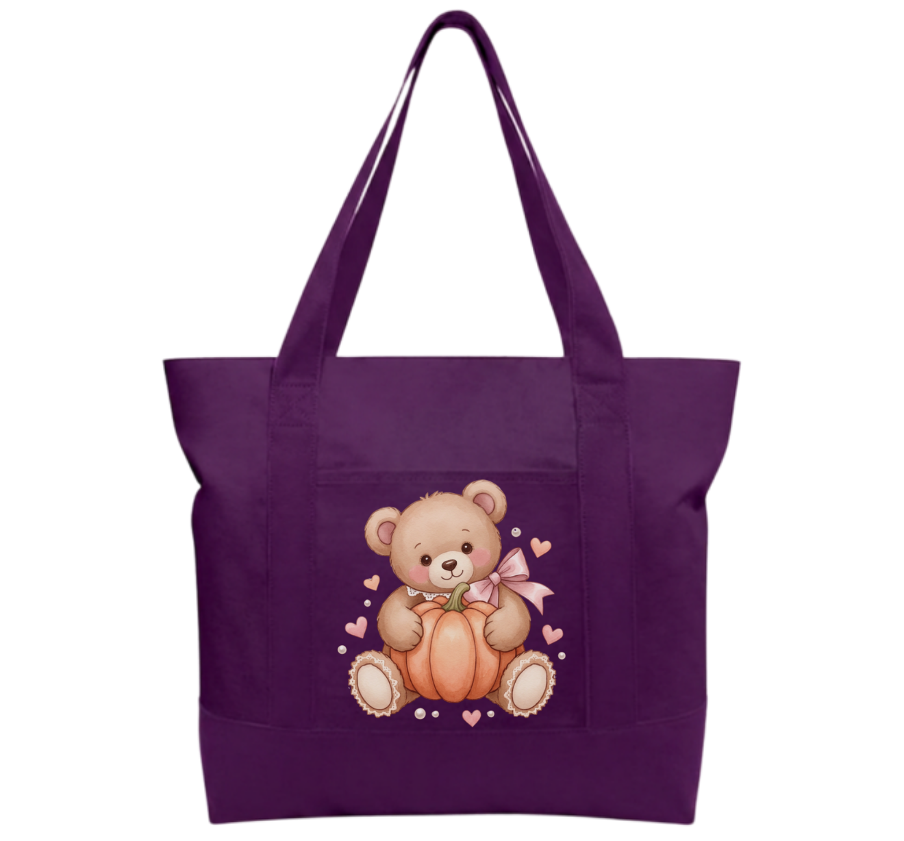 Teddy Pumpkin Cotton Tote Bag