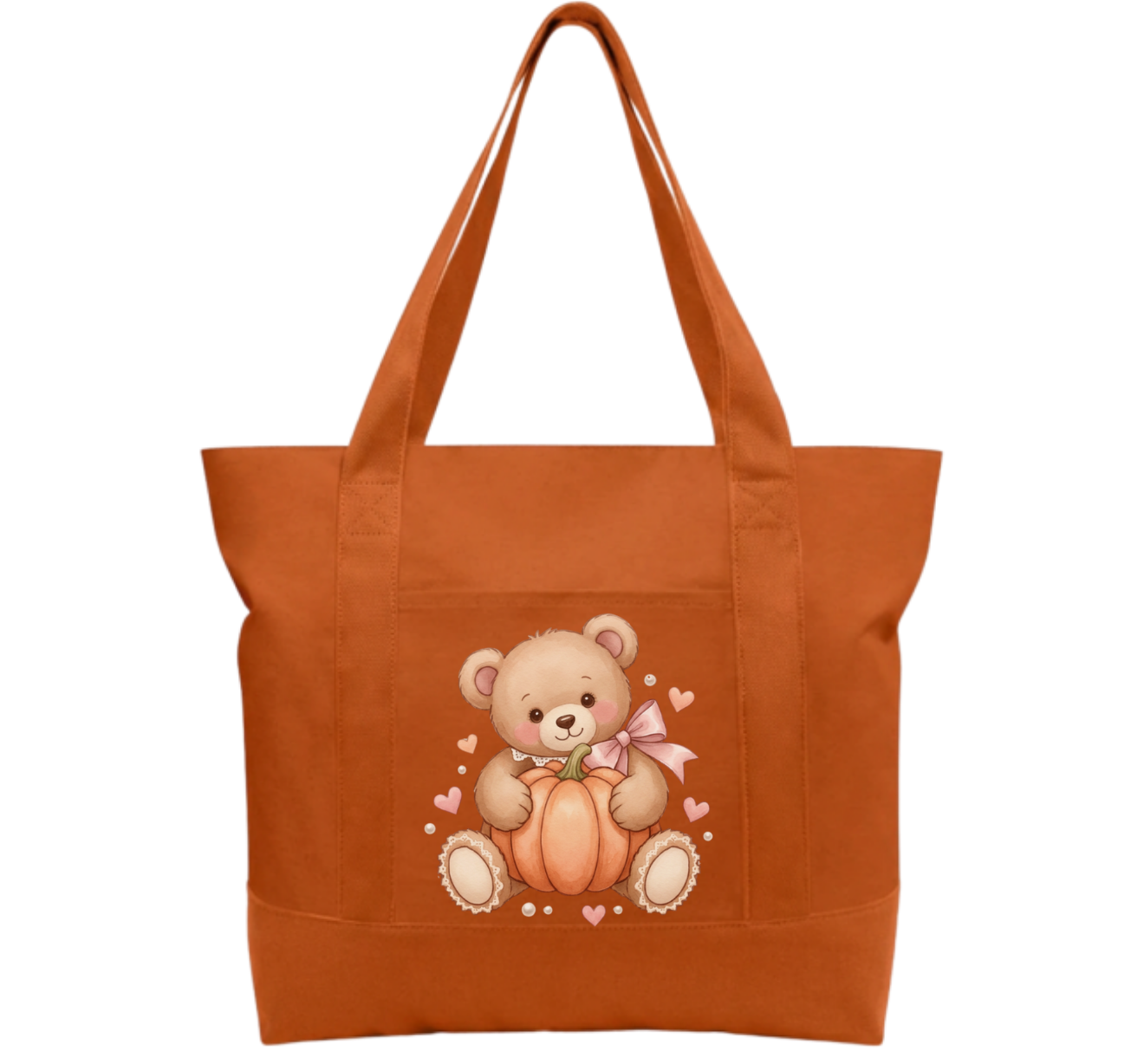 Teddy Pumpkin Cotton Tote Bag