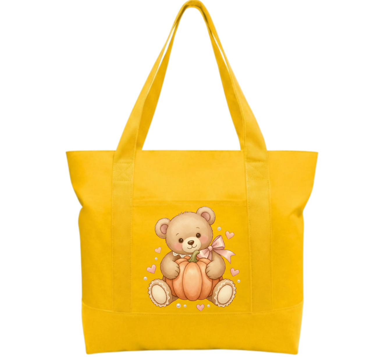 Teddy Pumpkin Cotton Tote Bag