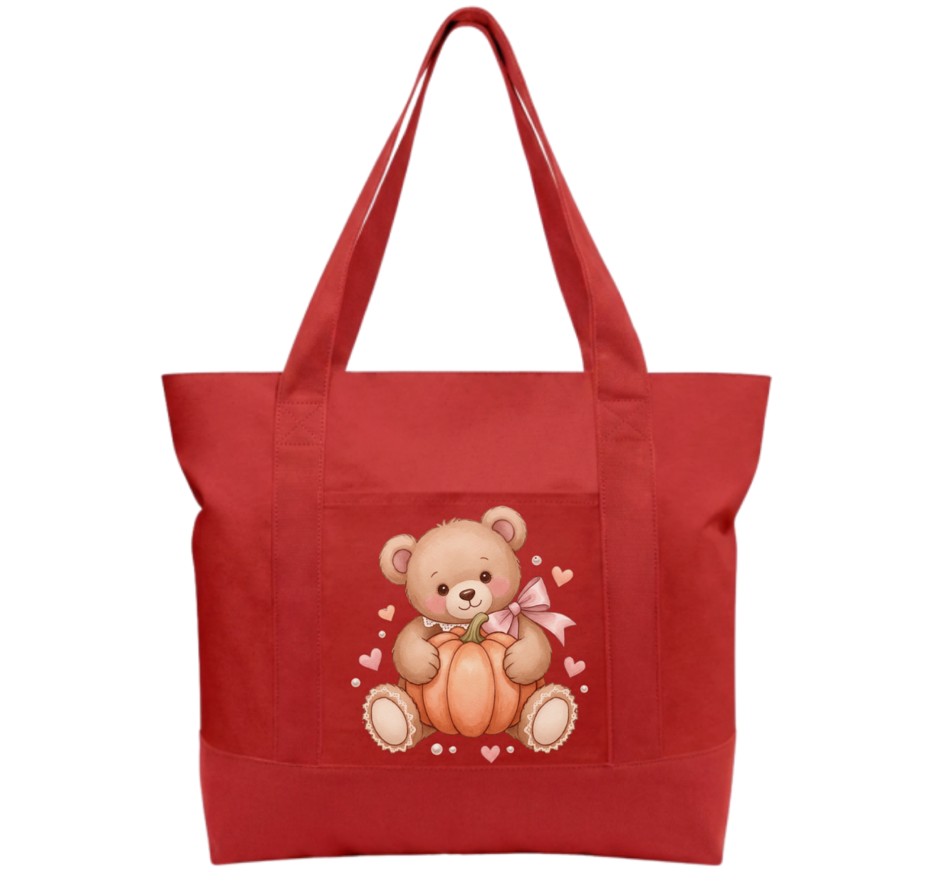 Teddy Pumpkin Cotton Tote Bag
