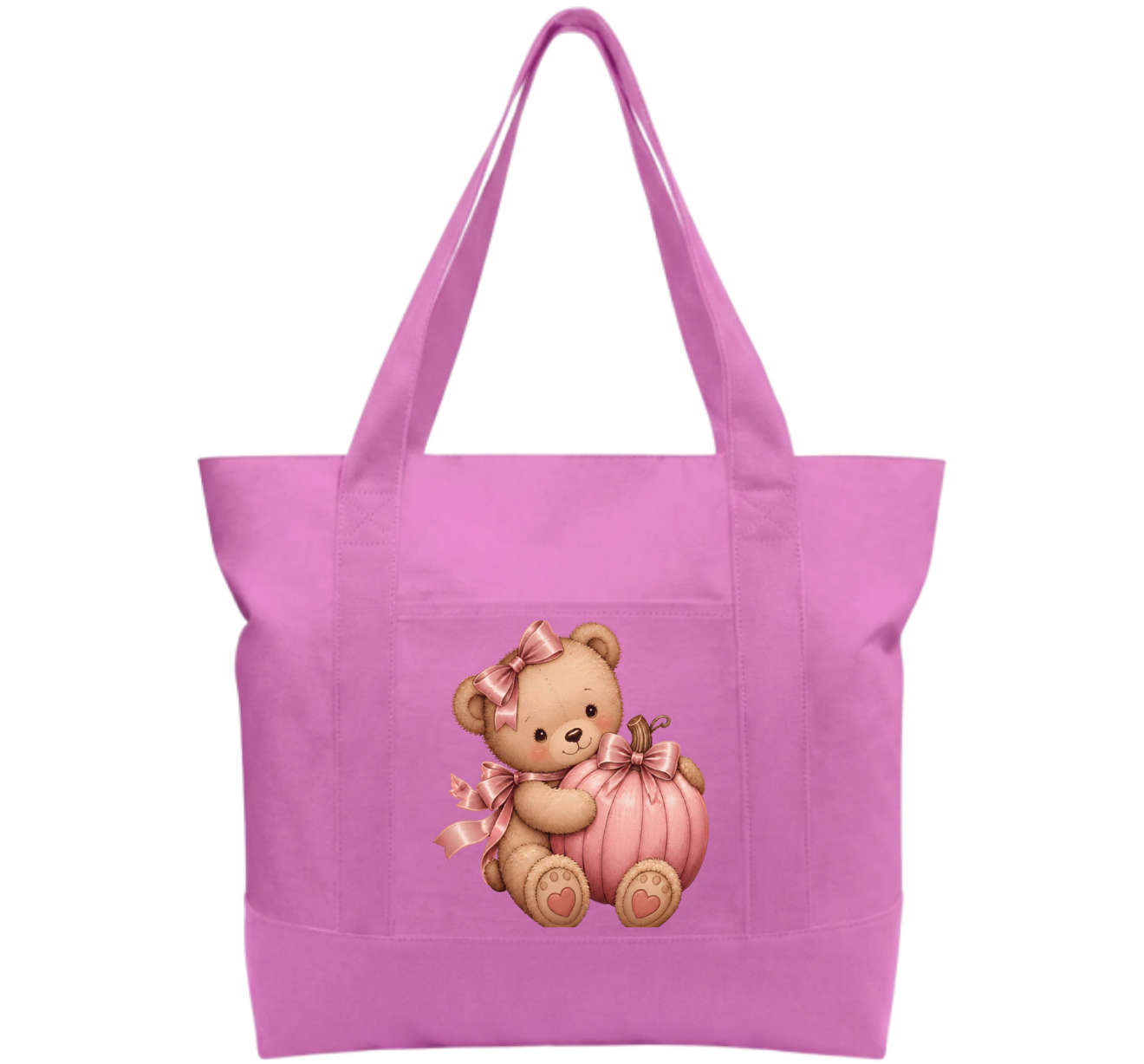 Pink teddy pumpkin Cotton Tote Bag