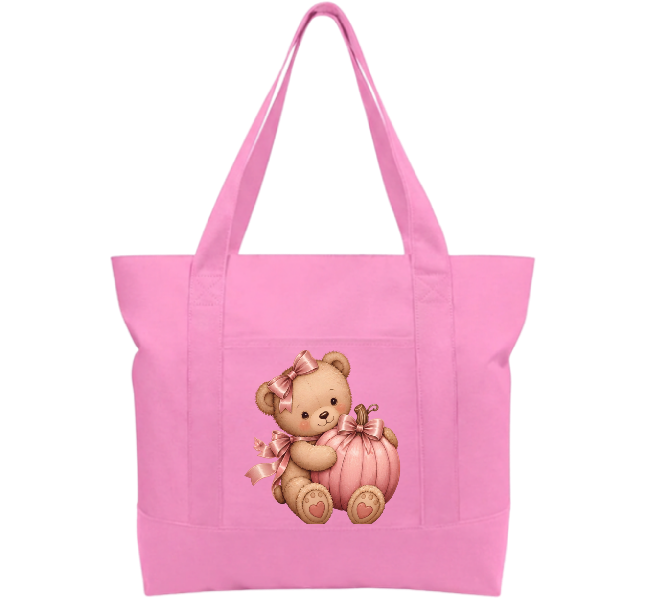 Pink teddy pumpkin Cotton Tote Bag