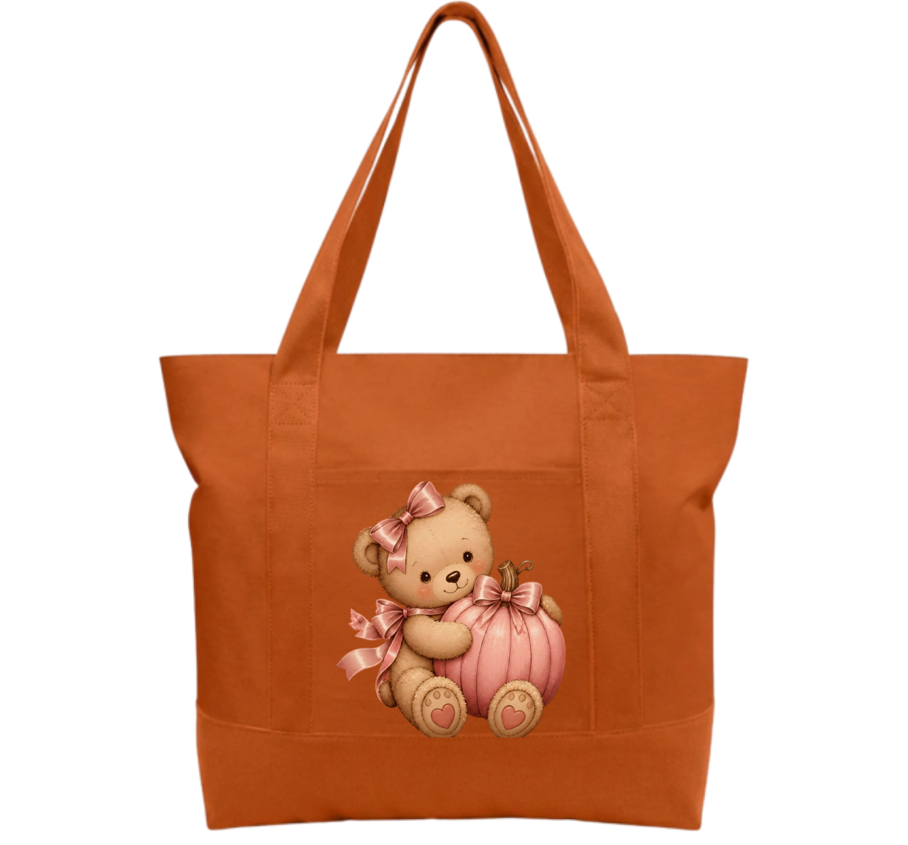Pink teddy pumpkin Cotton Tote Bag