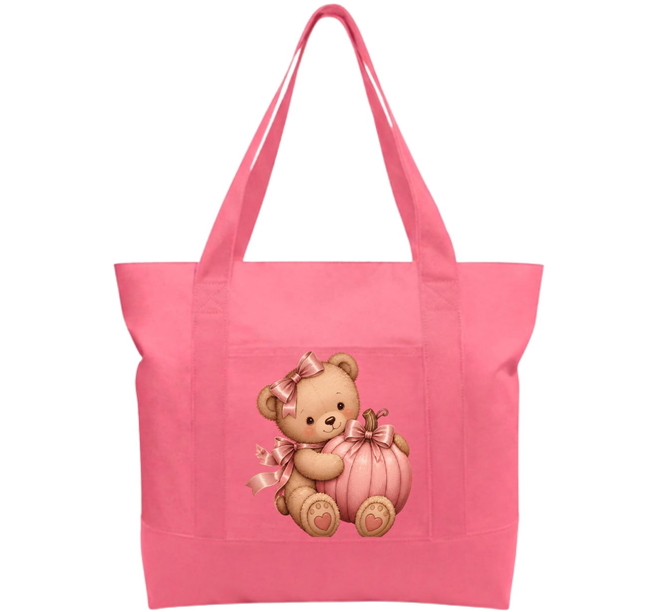 Pink teddy pumpkin Cotton Tote Bag