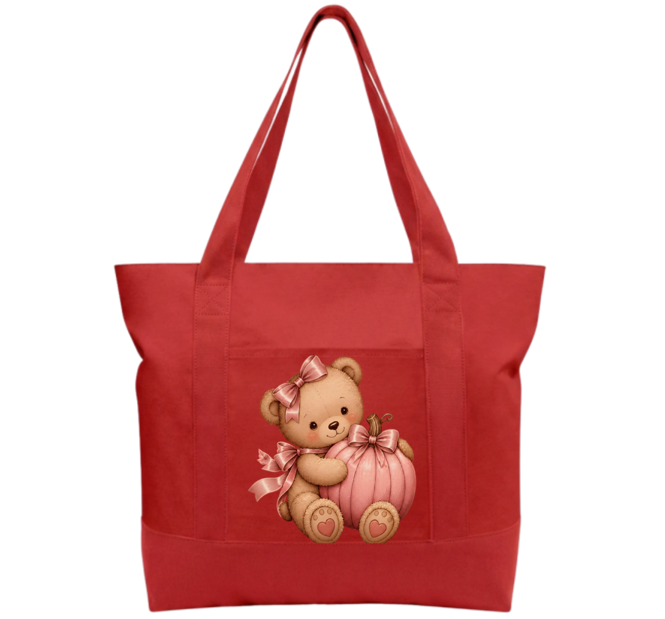 Pink teddy pumpkin Cotton Tote Bag