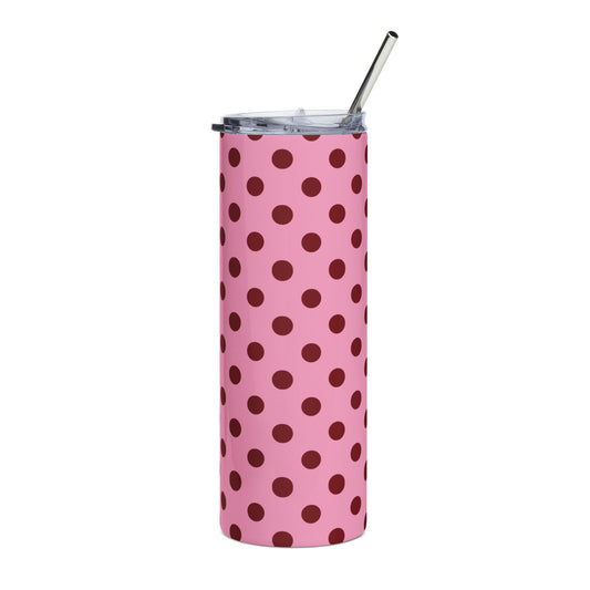 Pink dots tumbler + free straw topper