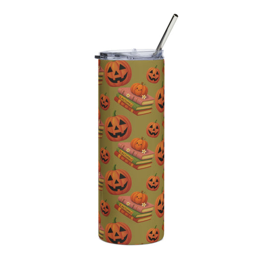 Books and pumpkin + free straw topper