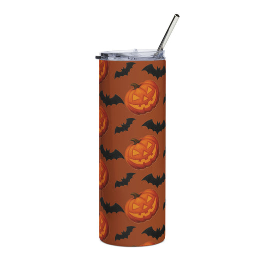 Pumpkin and bats + free straw topper