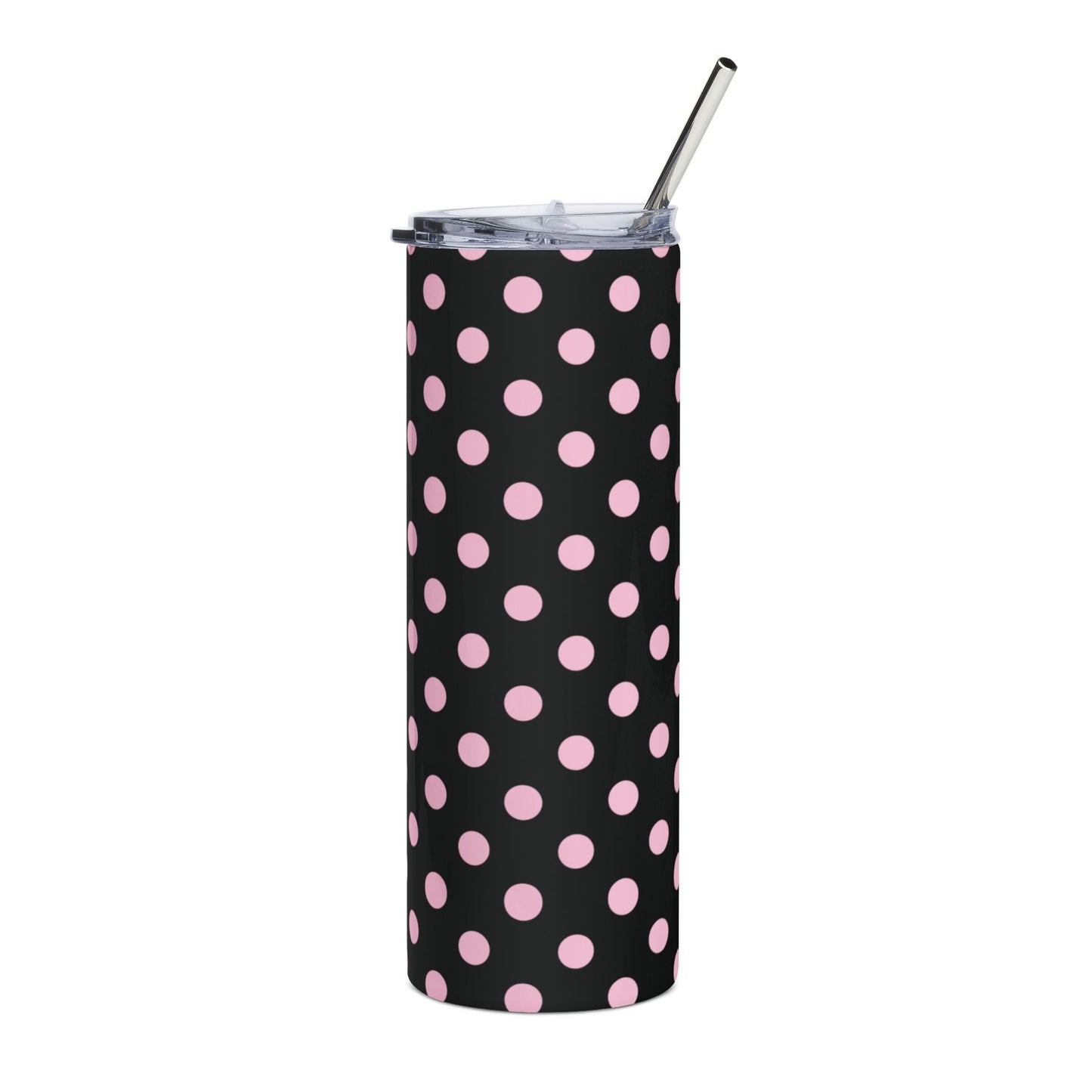 Pink and black tumbler + free straw topper