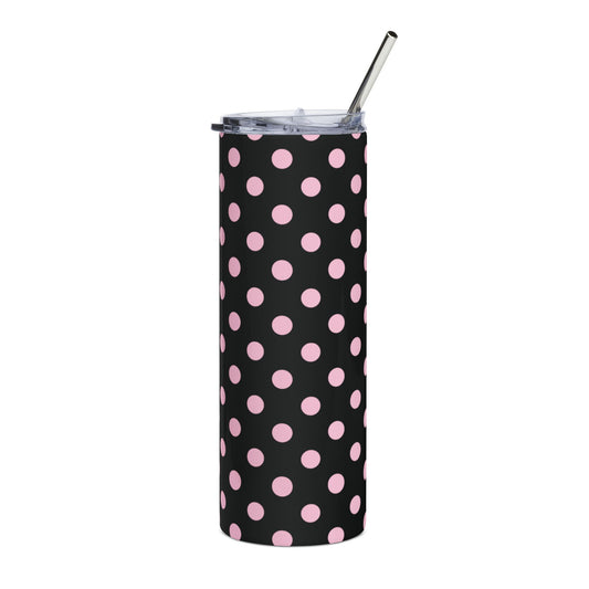 Pink and black tumbler + free straw topper