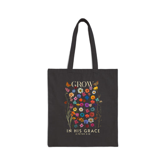 Grow in HIS Grace Cotton Tote Bag