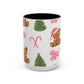 Pink bear Christmas mug