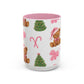 Pink bear Christmas mug