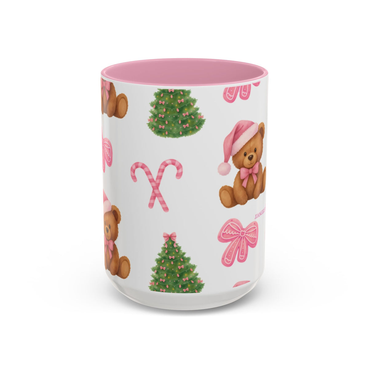 Pink bear Christmas mug