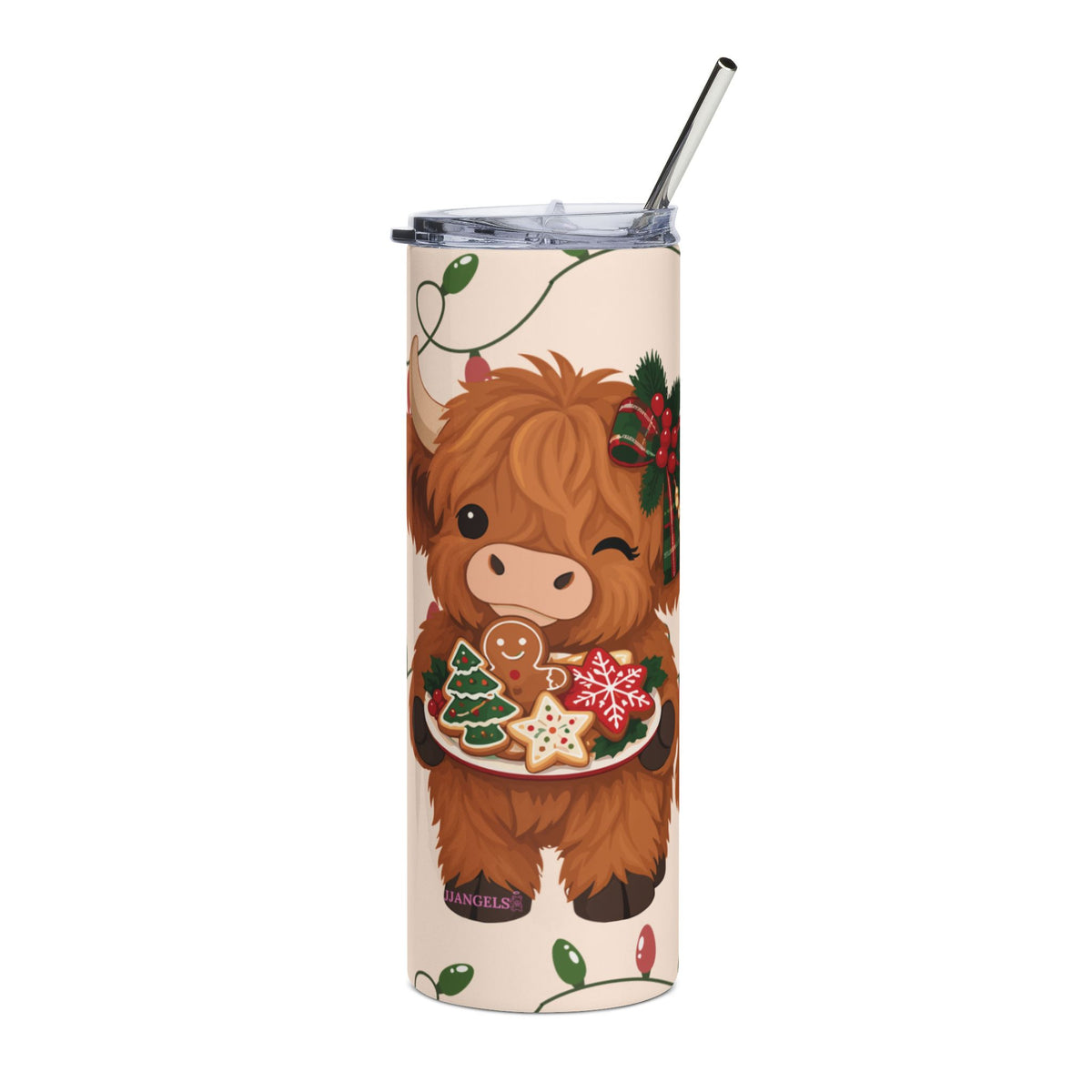 Highland cow+ free straw topper