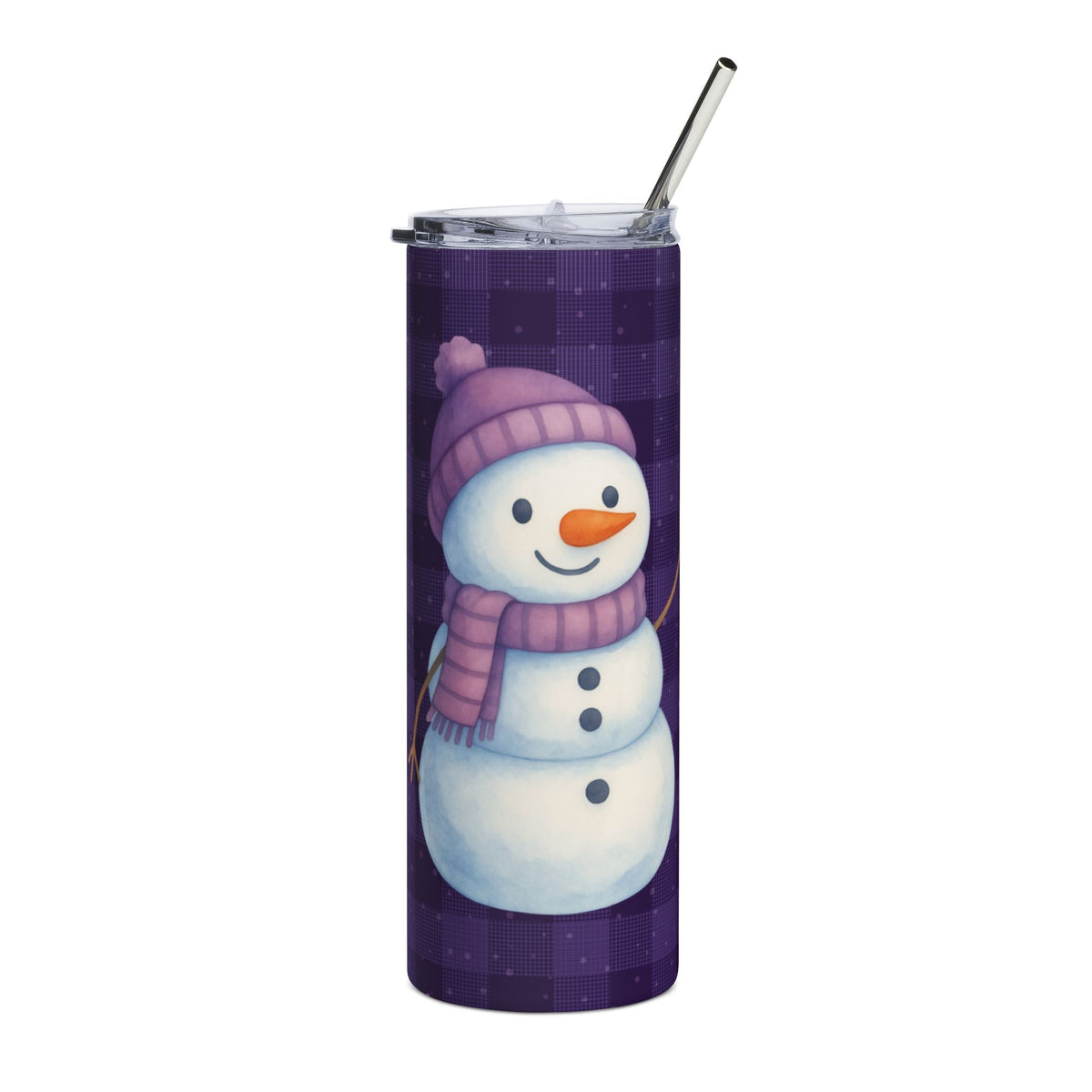 Purple snowman + free straw topper