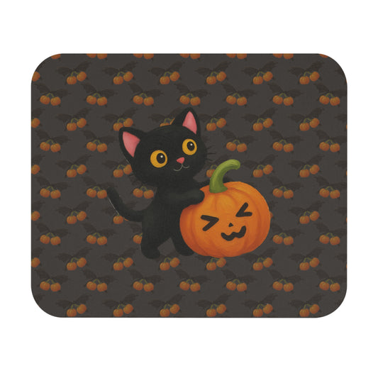 Cat and Pumpkin Mouse Pad