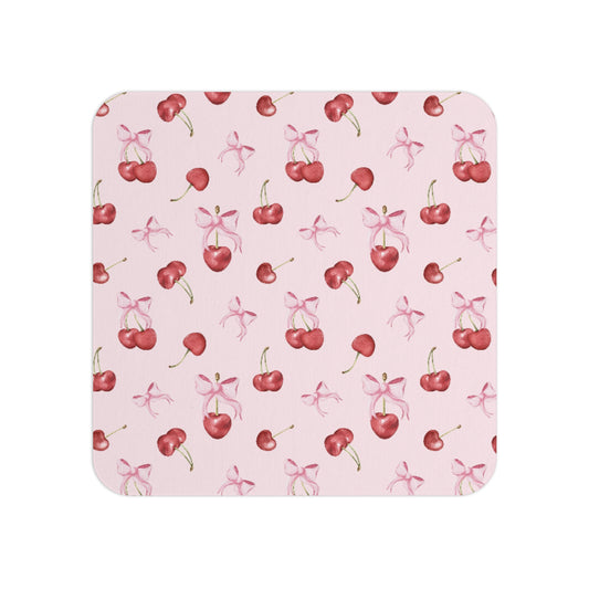 Cherry with pink bows Coasters (2pc)