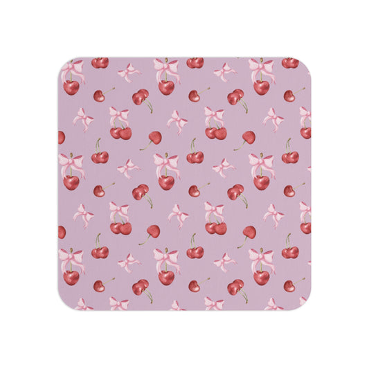 Cherry with violet bows Coasters (2pc)